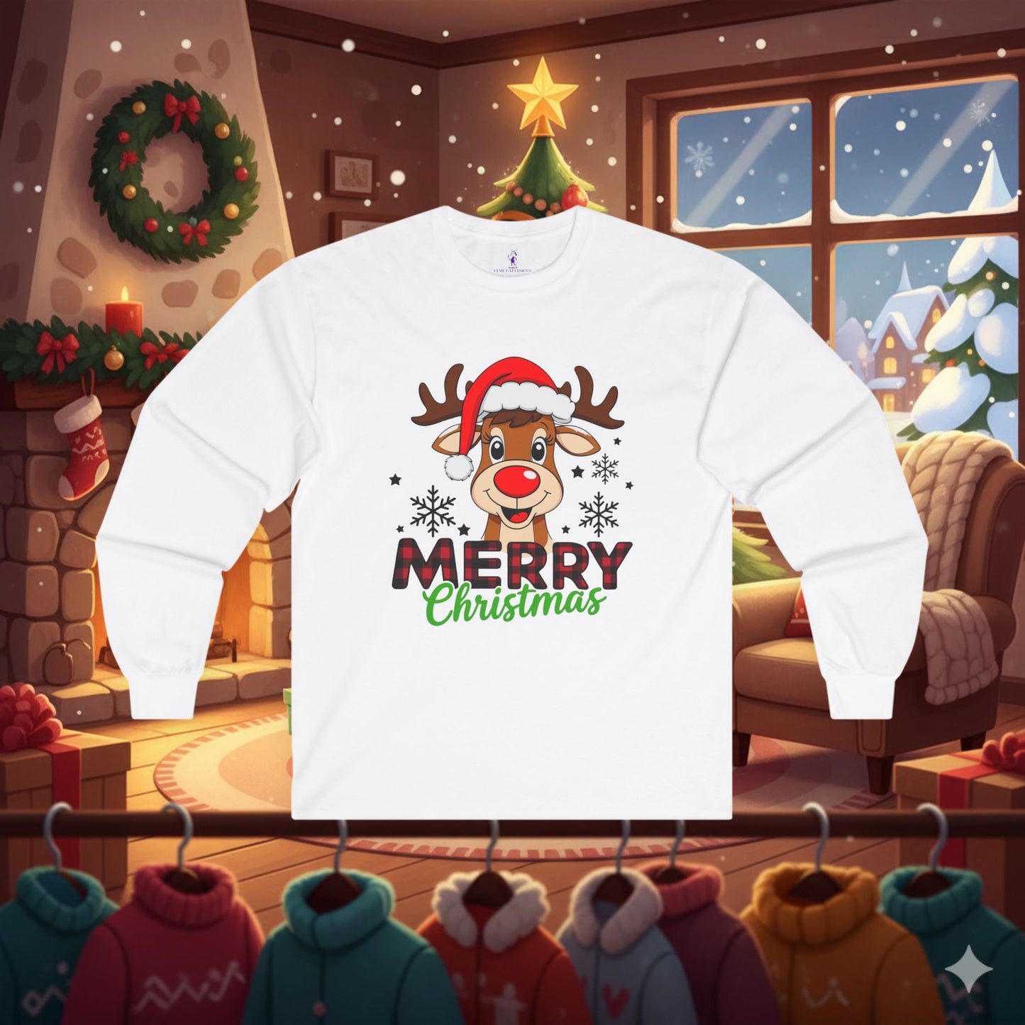 Christmas Rudolf Long Sleeve Tee