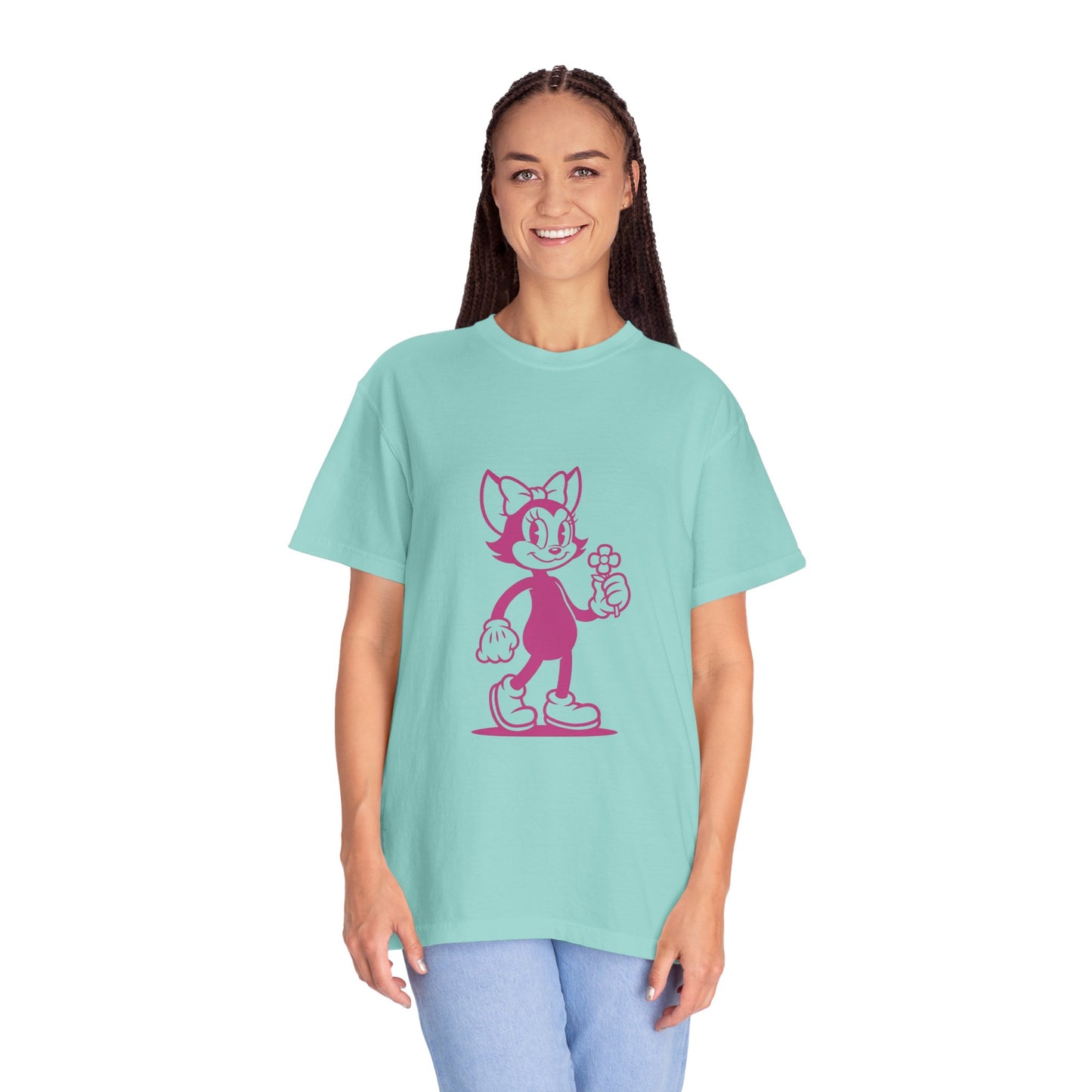 Mrs. Hemp Cat Holding A Flower Whimsical Graphic Tee for Cat Lovers, Cute Pet T-shirt, Floral Cat Art, Gift for Her, Animal Lover Shirt