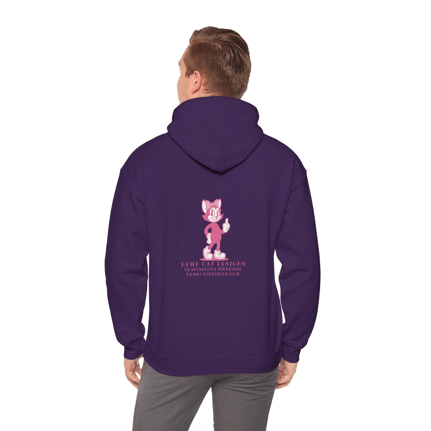 Middle Finger Retro Pink Cat Hoodie — Whimsical Cartoon Cat Sweatshirt