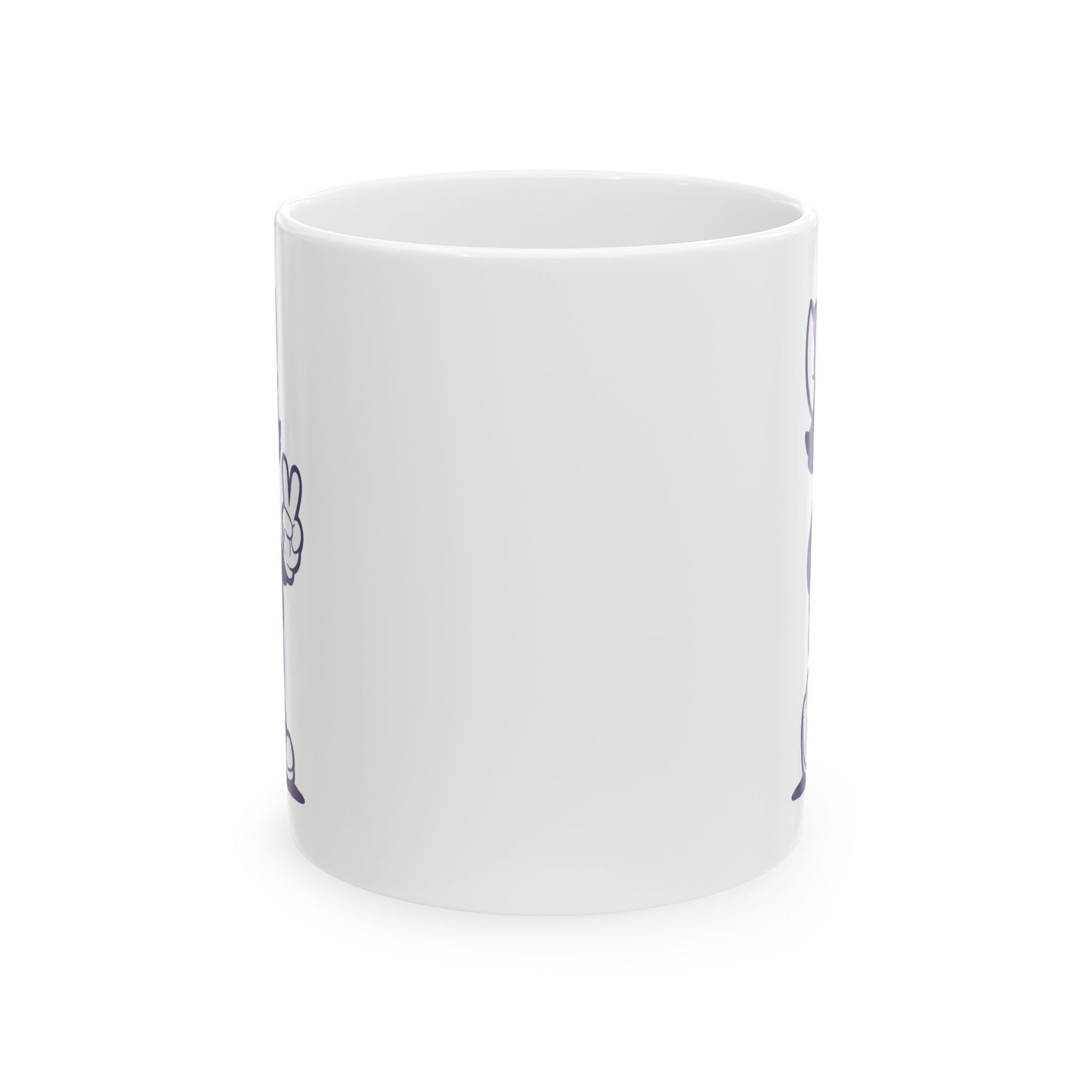 Mrs. Hemp Cat Throwin A Peace Sign Ceramic Mug - 11oz & 15oz