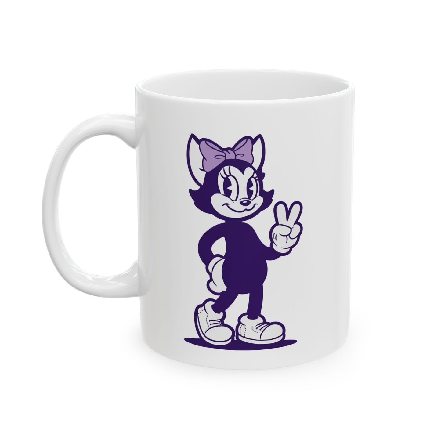 Mrs. Hemp Cat Throwin A Peace Sign Ceramic Mug - 11oz & 15oz