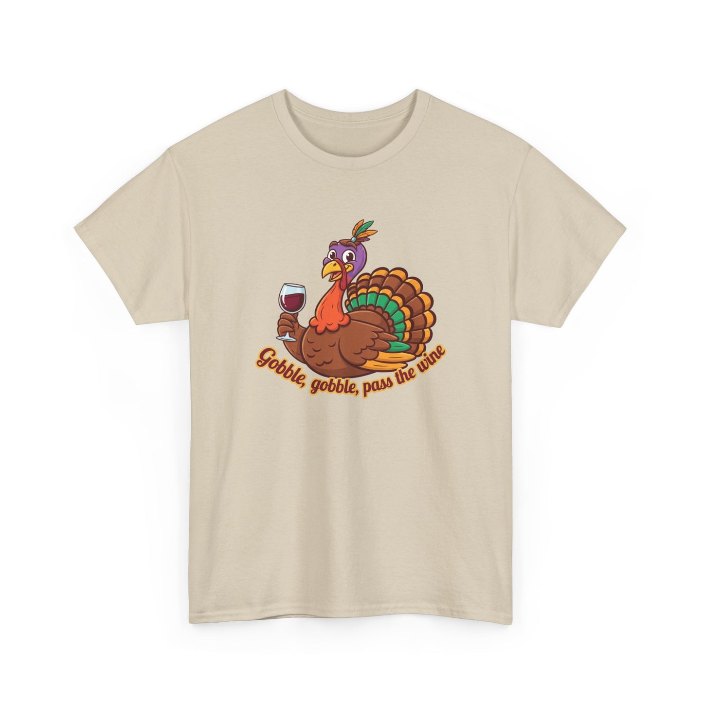 Gobble Gobble Pass the Wine Unisex Cotton Tee | Thanksgiving Shirt, Fall Apparel, Cute Turkey Tee, Holiday Gift, Family Gathering Top