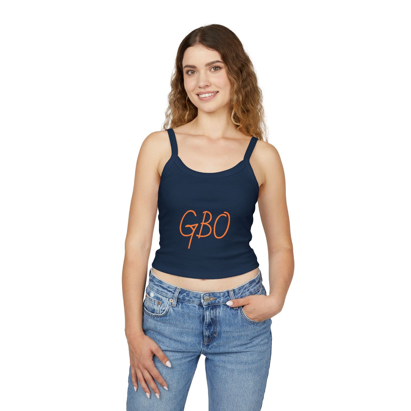 Stylish Women's Spaghetti Strap Tank Top with GBO Design, Summer Fashion, Casual Wear, Gift for Her, Beach Outfit, Yoga Top