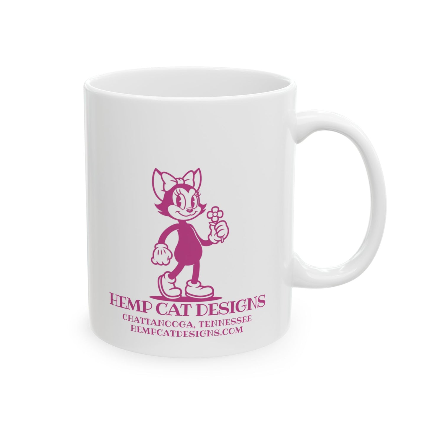 Ceramic Mug - Mrs Hemp Cat Holding A Flower Charming Coffee Mug for Women