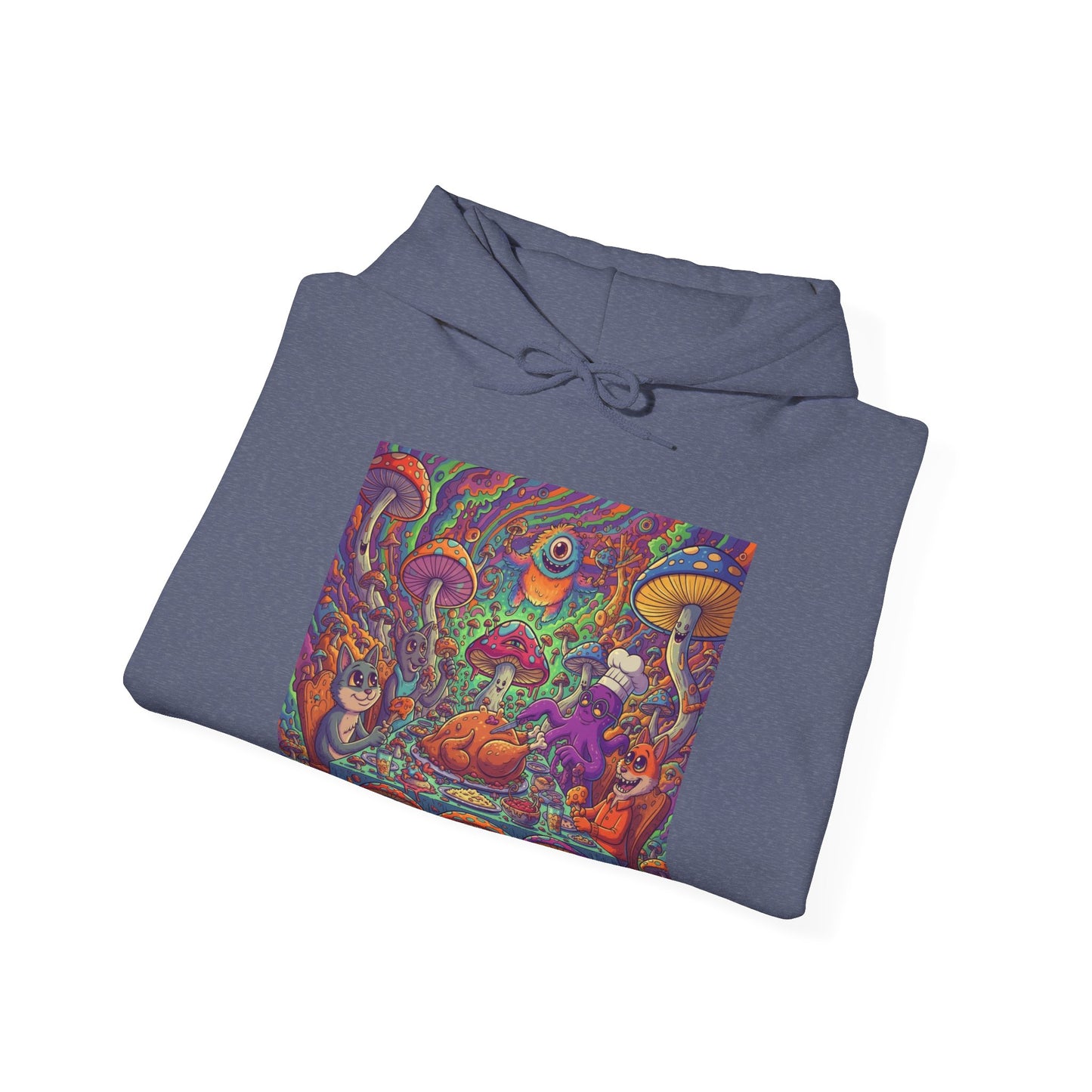 Psychedelic Mushroom Art Hoodie — Colorful Trippy Forest Graphic Sweatshirt
