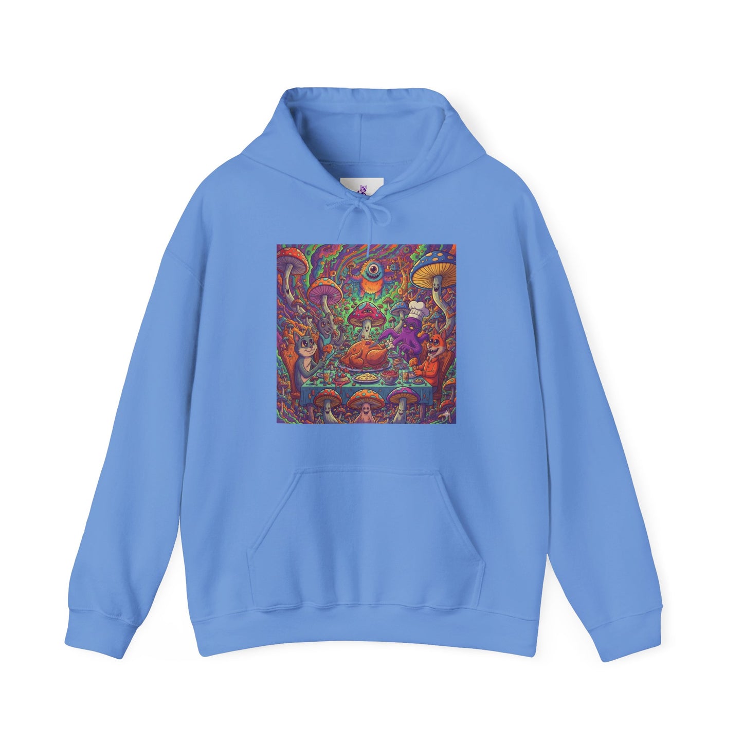 Psychedelic Mushroom Art Hoodie — Colorful Trippy Forest Graphic Sweatshirt