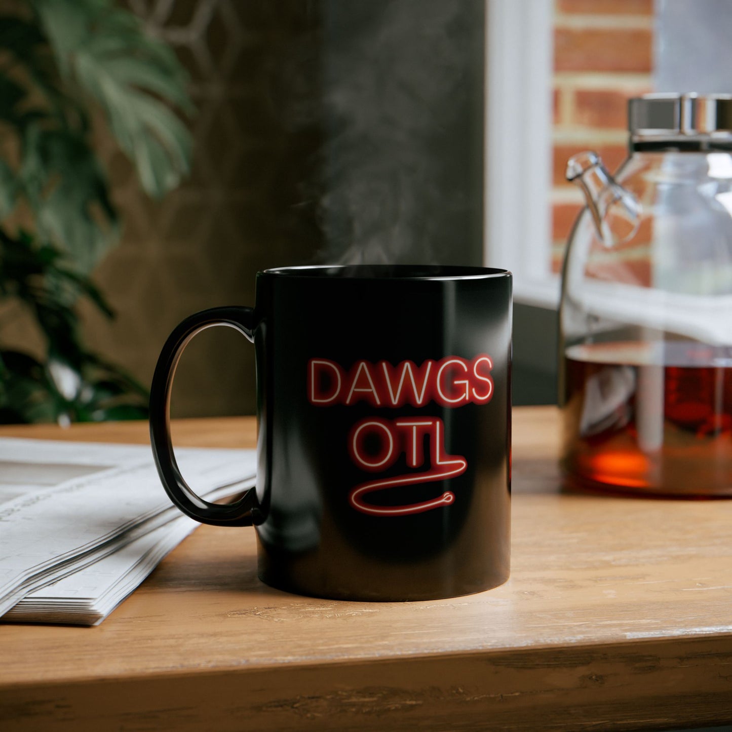 Coffee Mug - DAWGS OTL Neon-Style Black 11oz & 15oz, Georgia Bulldogs Fan Gift