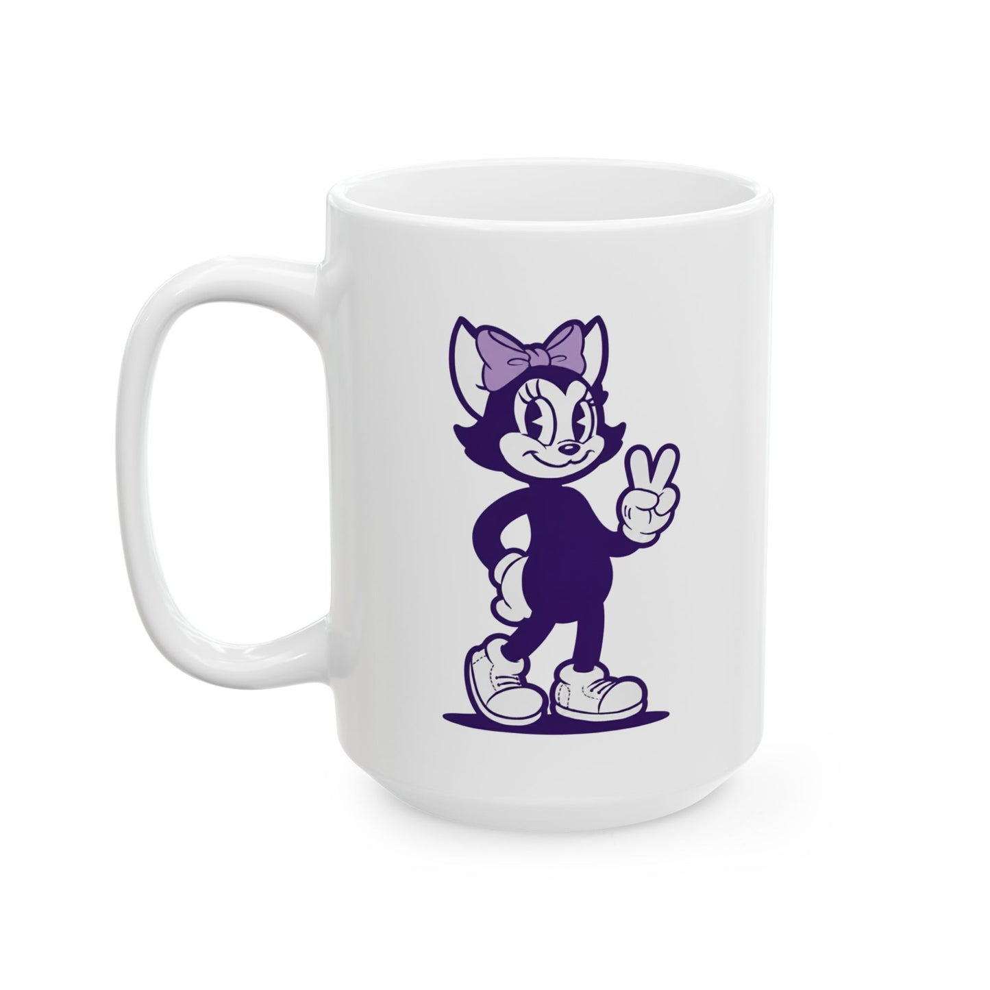 Mrs. Hemp Cat Throwin A Peace Sign Ceramic Mug - 11oz & 15oz