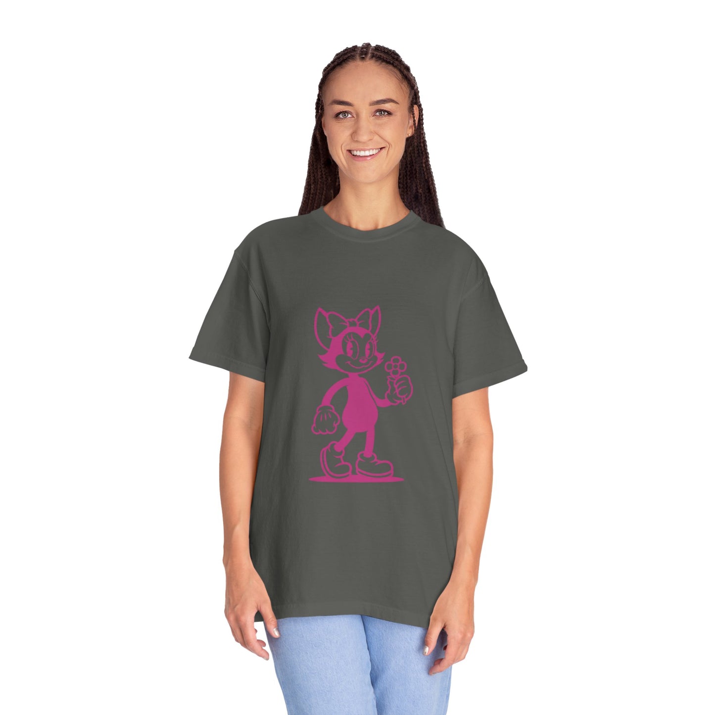 Mrs. Hemp Cat Holding A Flower Whimsical Graphic Tee for Cat Lovers, Cute Pet T-shirt, Floral Cat Art, Gift for Her, Animal Lover Shirt