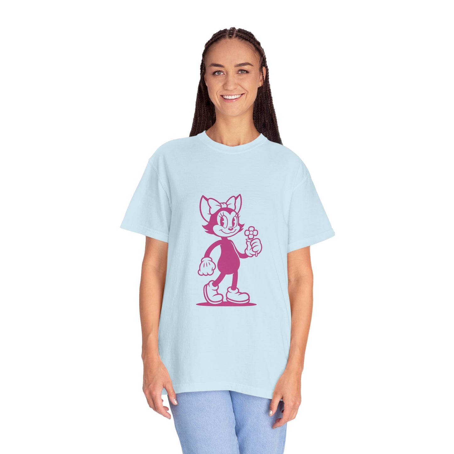 Mrs. Hemp Cat Holding A Flower Whimsical Graphic Tee for Cat Lovers, Cute Pet T-shirt, Floral Cat Art, Gift for Her, Animal Lover Shirt