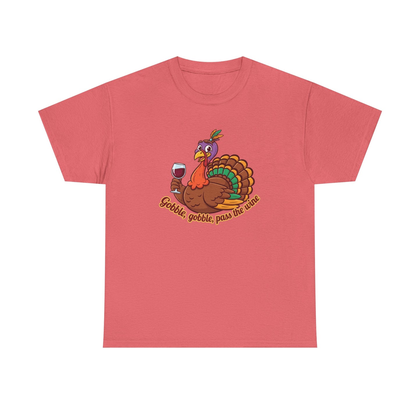 Gobble Gobble Pass the Wine Unisex Cotton Tee | Thanksgiving Shirt, Fall Apparel, Cute Turkey Tee, Holiday Gift, Family Gathering Top