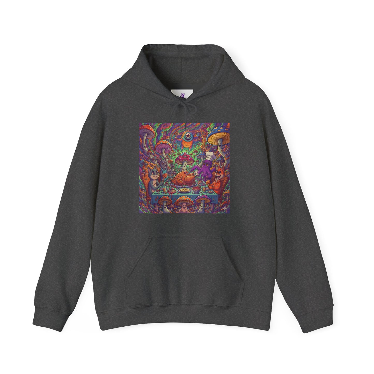 Psychedelic Mushroom Art Hoodie — Colorful Trippy Forest Graphic Sweatshirt