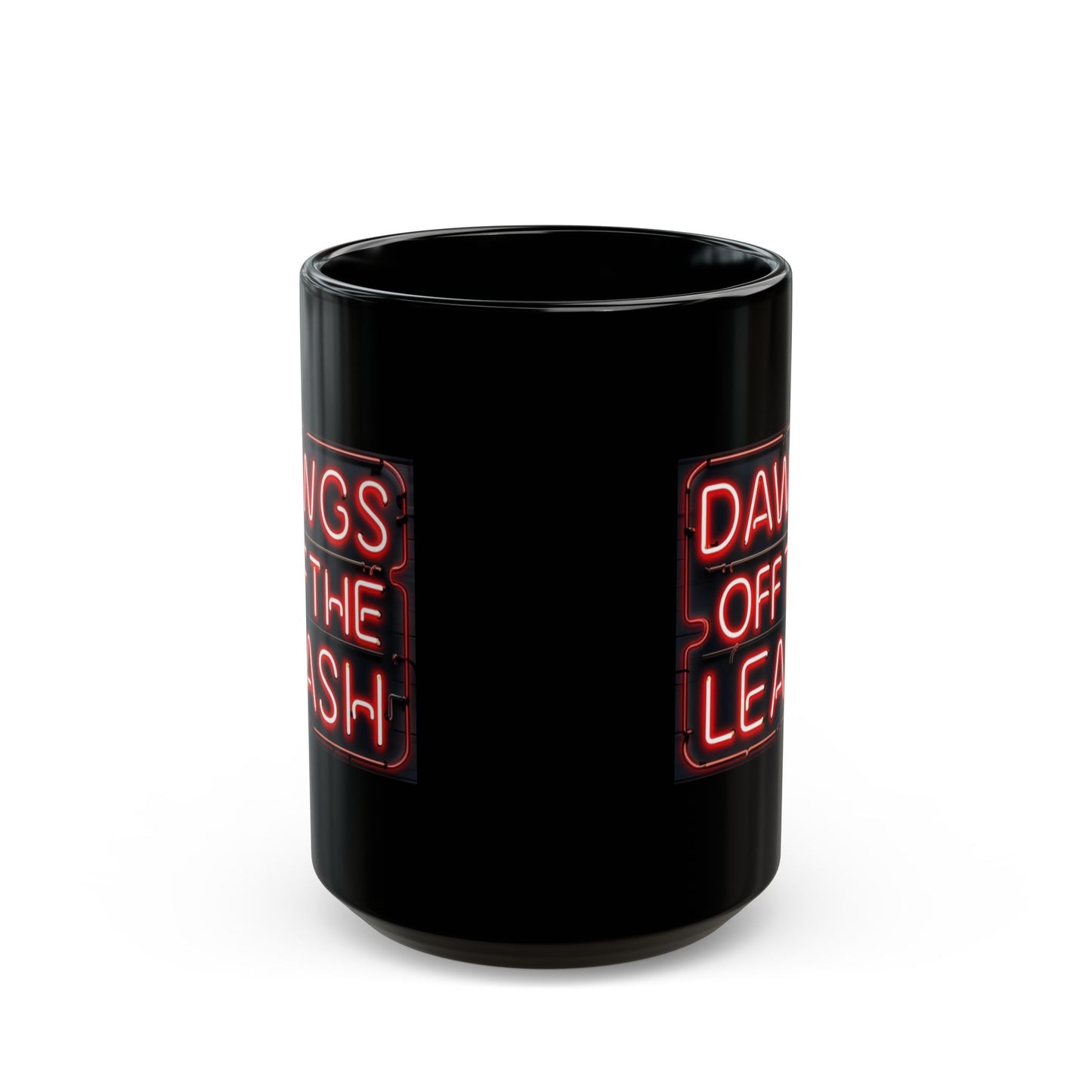 Mug: Dawgs Off The Leash Neon Black Mug — Dawg Lover Coffee Cup (11oz/15oz)