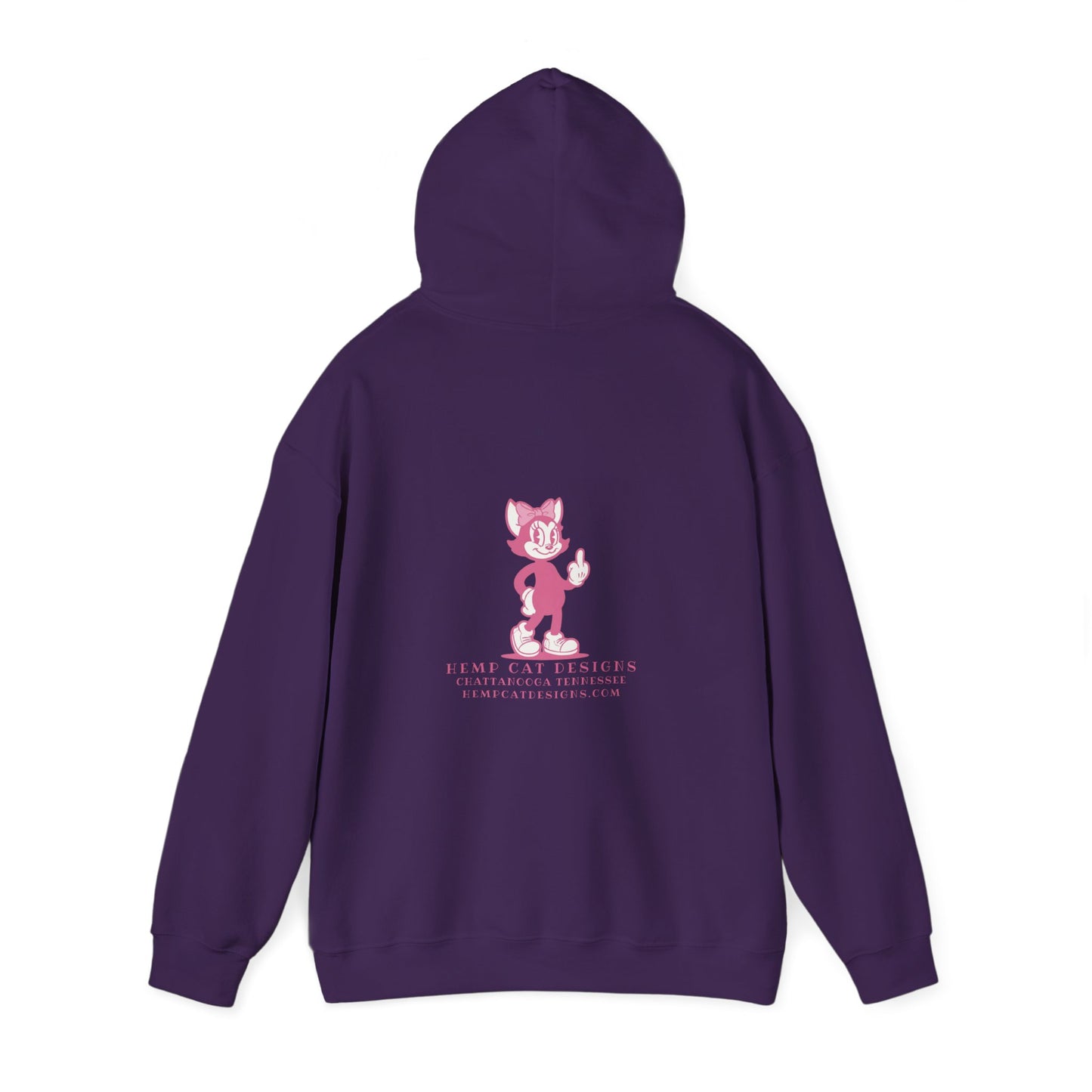 Middle Finger Retro Pink Cat Hoodie — Whimsical Cartoon Cat Sweatshirt