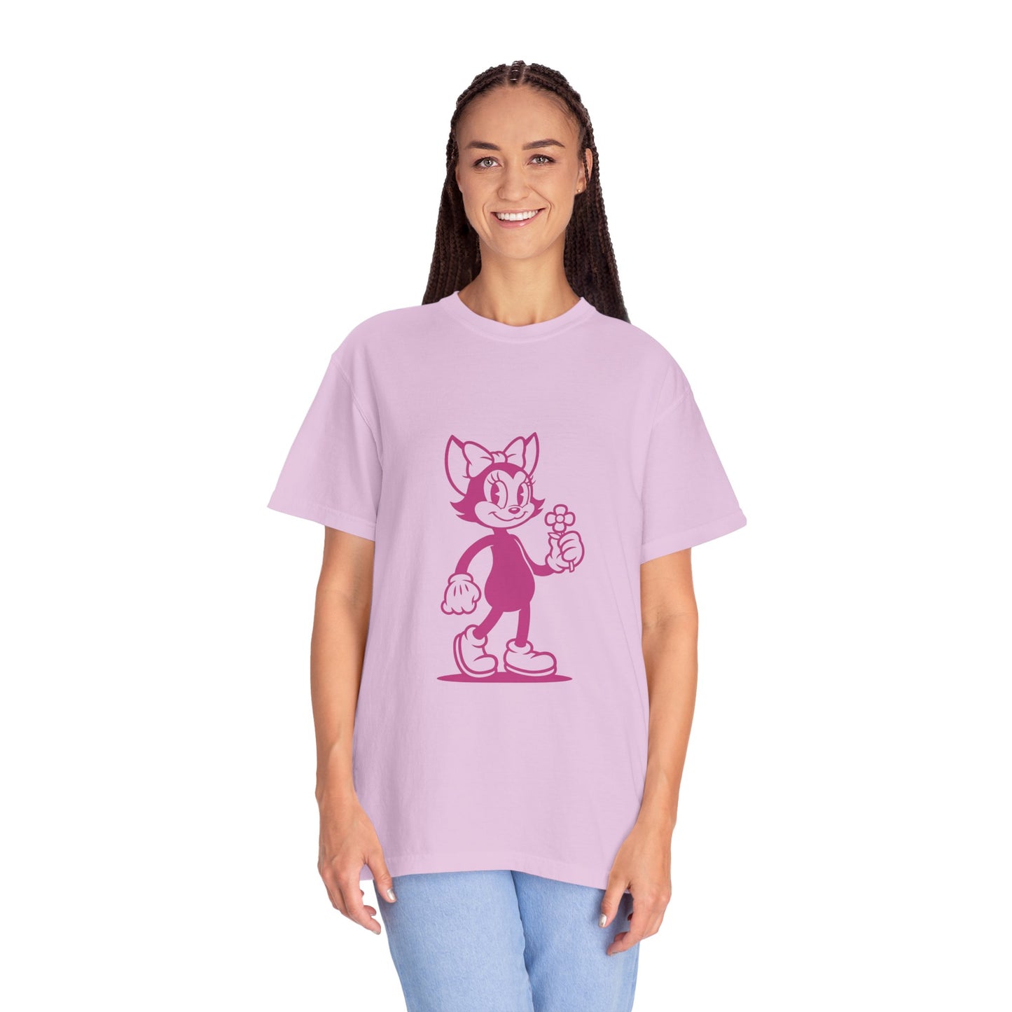 Mrs. Hemp Cat Holding A Flower Whimsical Graphic Tee for Cat Lovers, Cute Pet T-shirt, Floral Cat Art, Gift for Her, Animal Lover Shirt