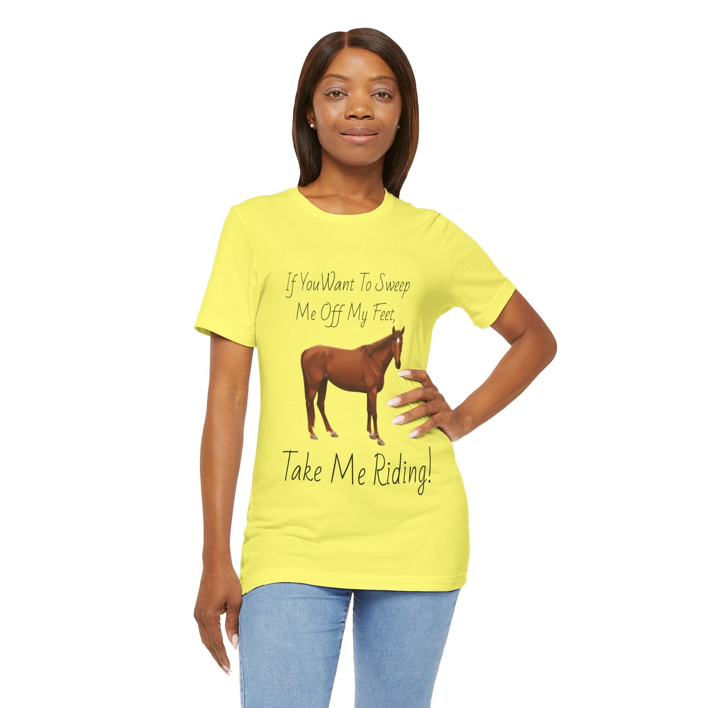 Horse Riding Humor Tee - 'Take Me Riding!' Unisex Short Sleeve Shirt