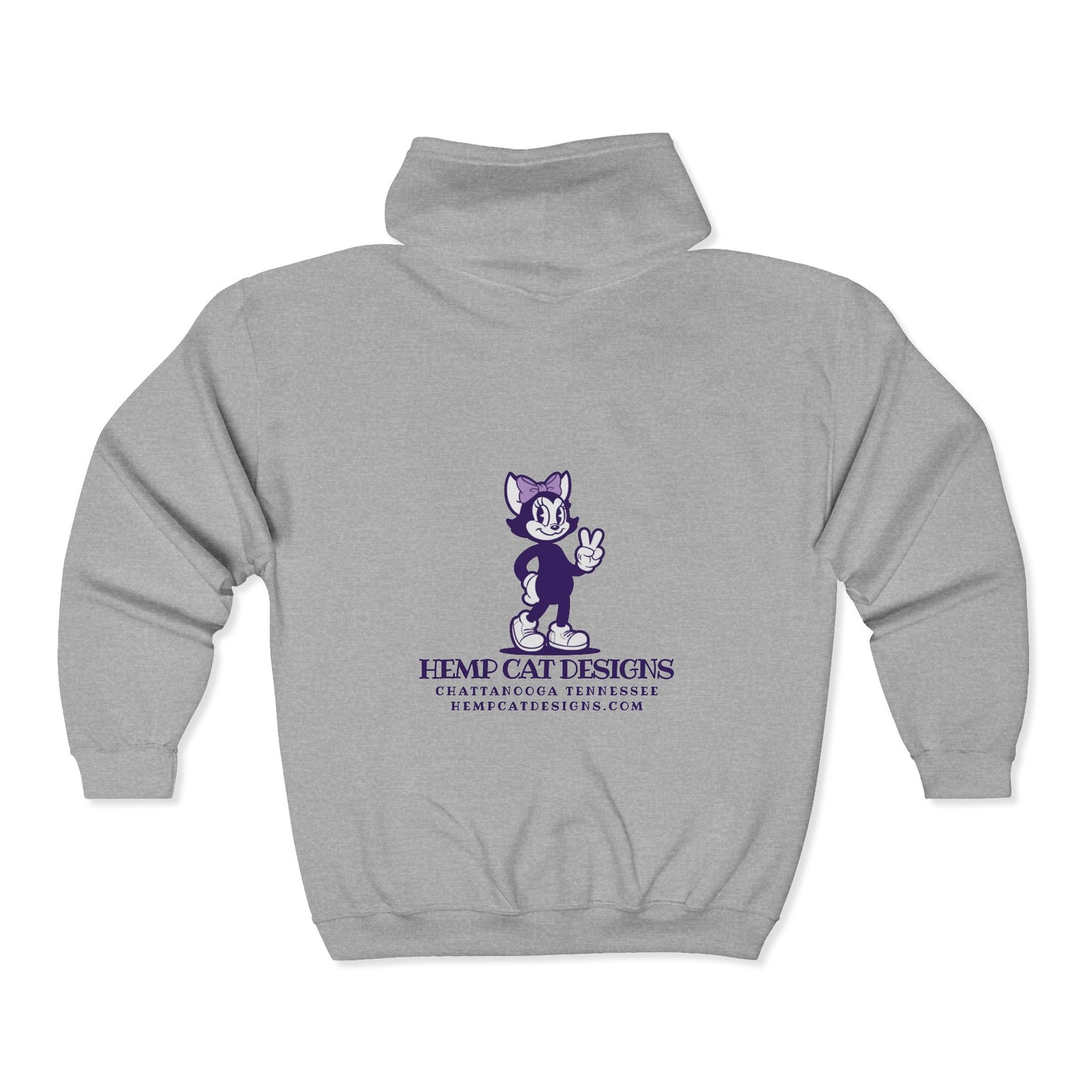 Mrs Hemp Cat Throwin' a Peace Sign Retro Full‑Zip Hoodie