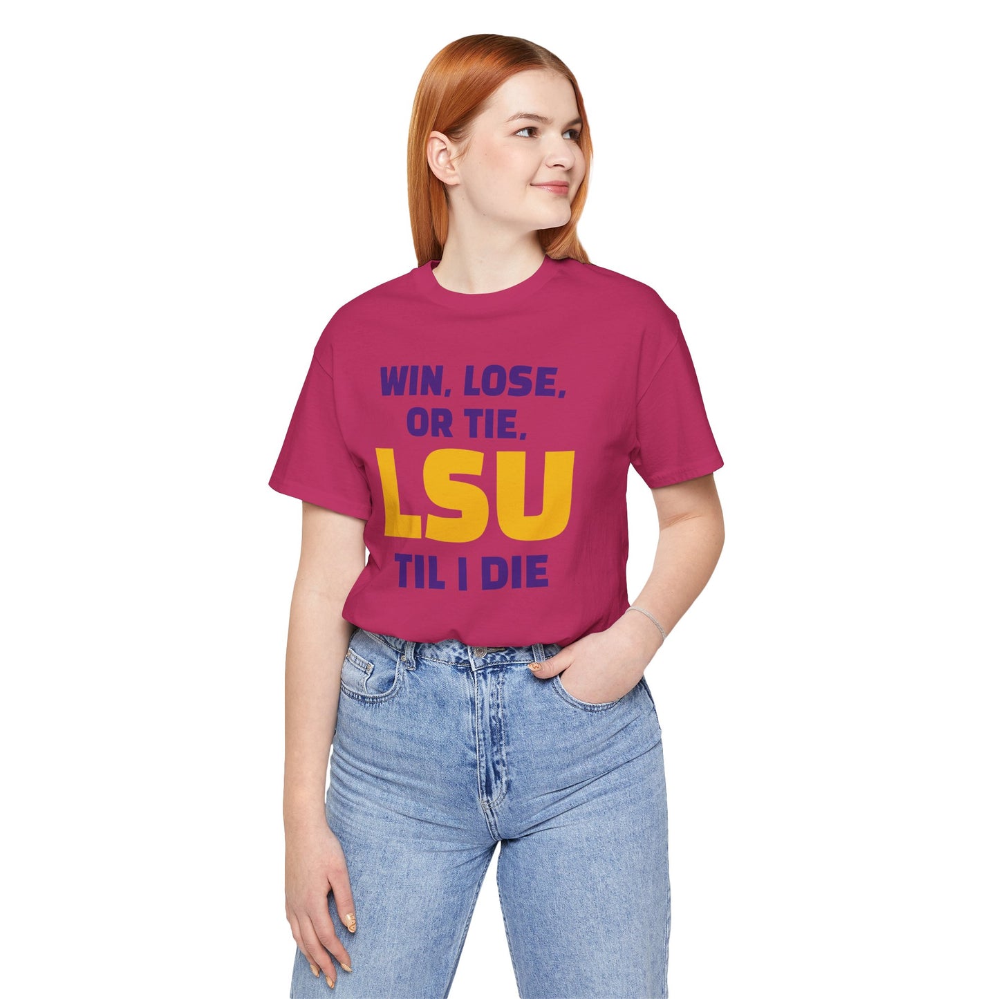 LSU Fan Tee - Win, Lose, or Tie, Unisex Jersey Short Sleeve Shirt for Game Day, College Sports, Tailgate Party, Gift for Fans, LSU Apparel