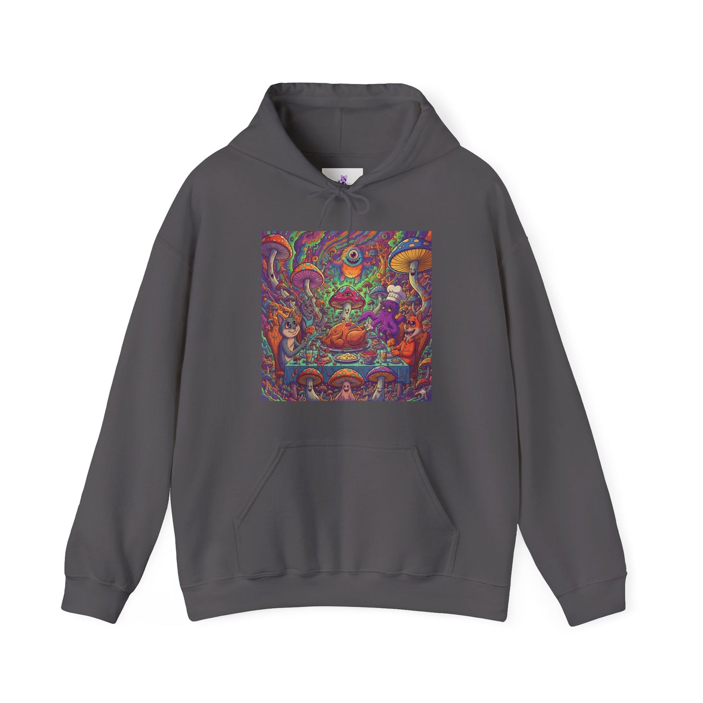 Psychedelic Mushroom Art Hoodie — Colorful Trippy Forest Graphic Sweatshirt
