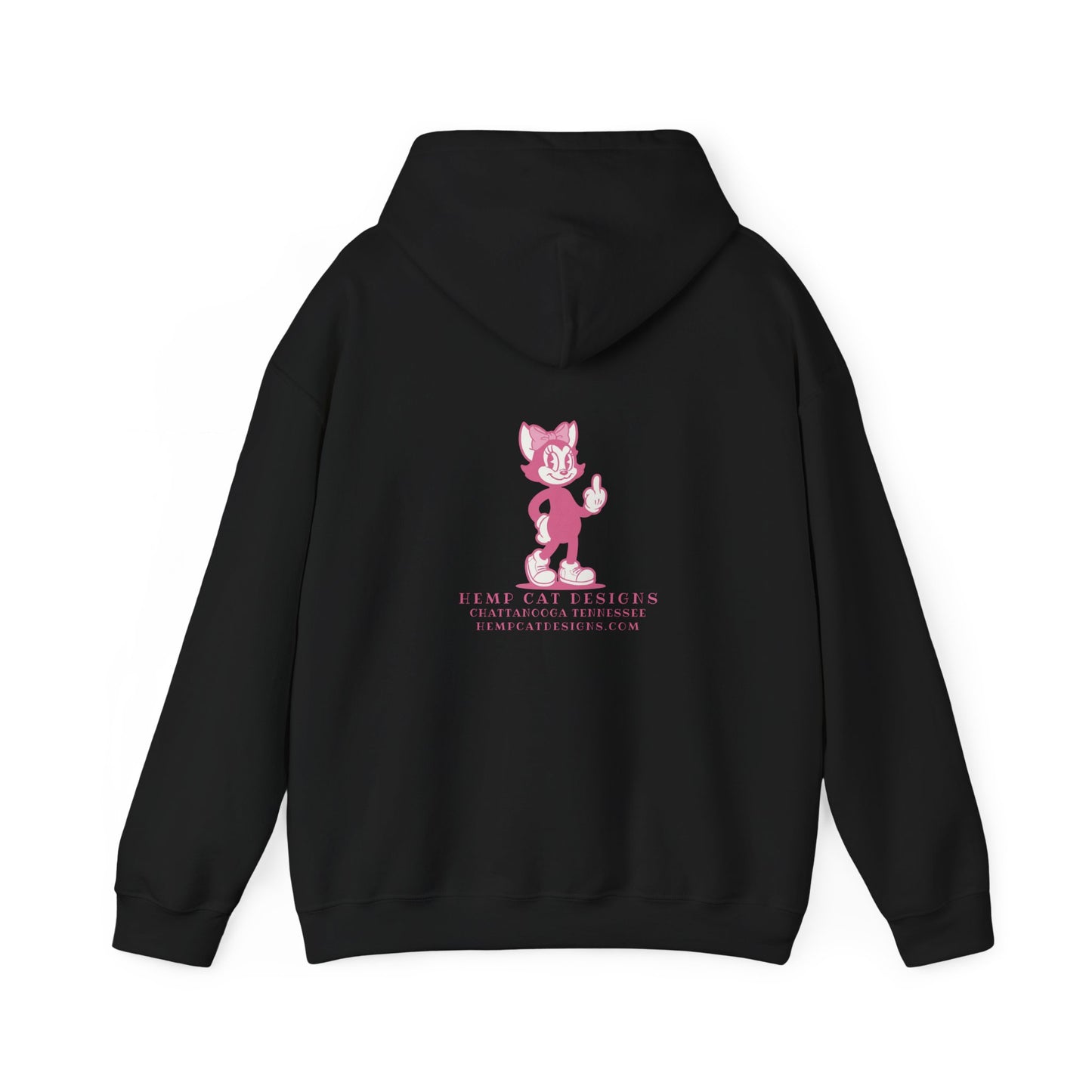 Middle Finger Retro Pink Cat Hoodie — Whimsical Cartoon Cat Sweatshirt