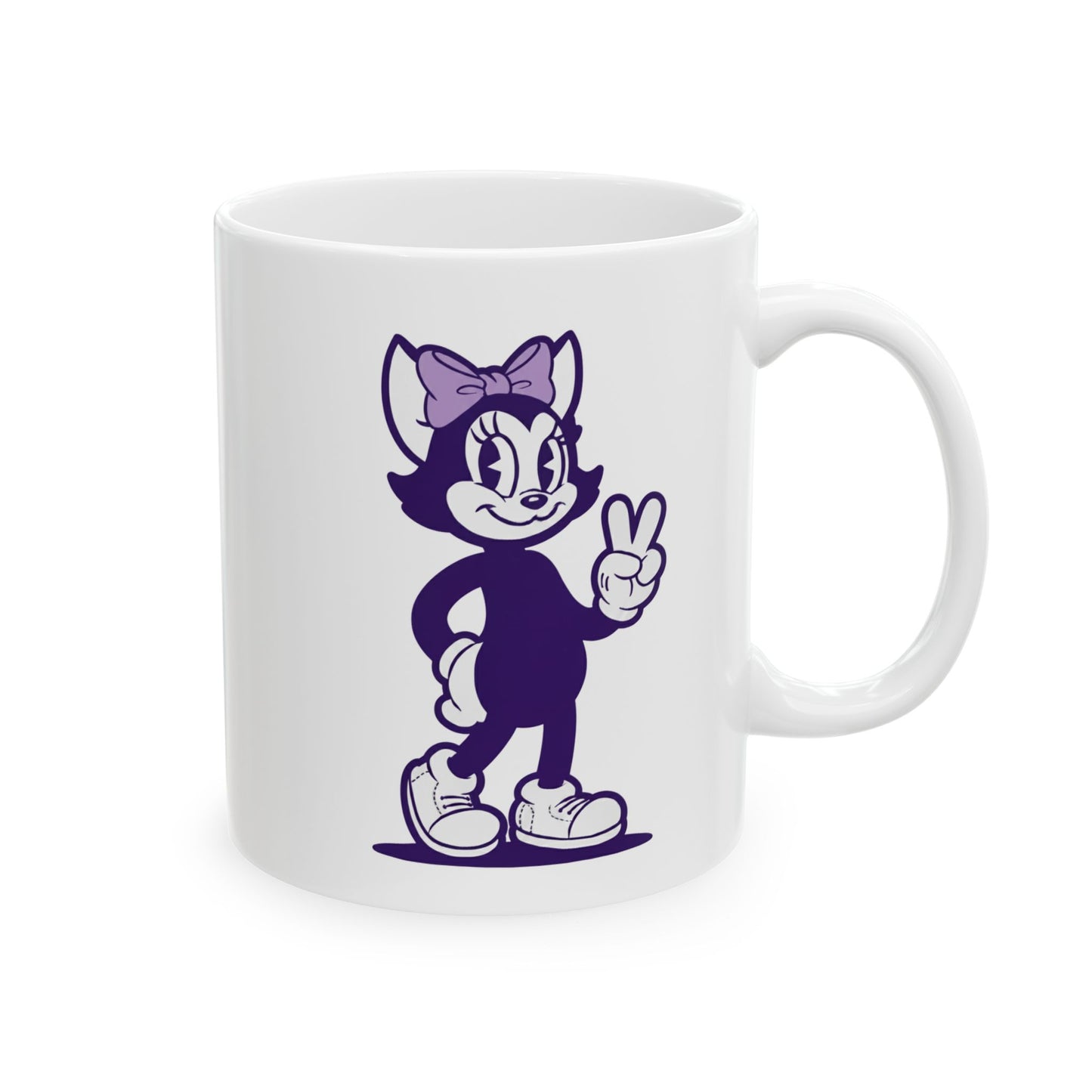 Mrs. Hemp Cat Throwin A Peace Sign Ceramic Mug - 11oz & 15oz