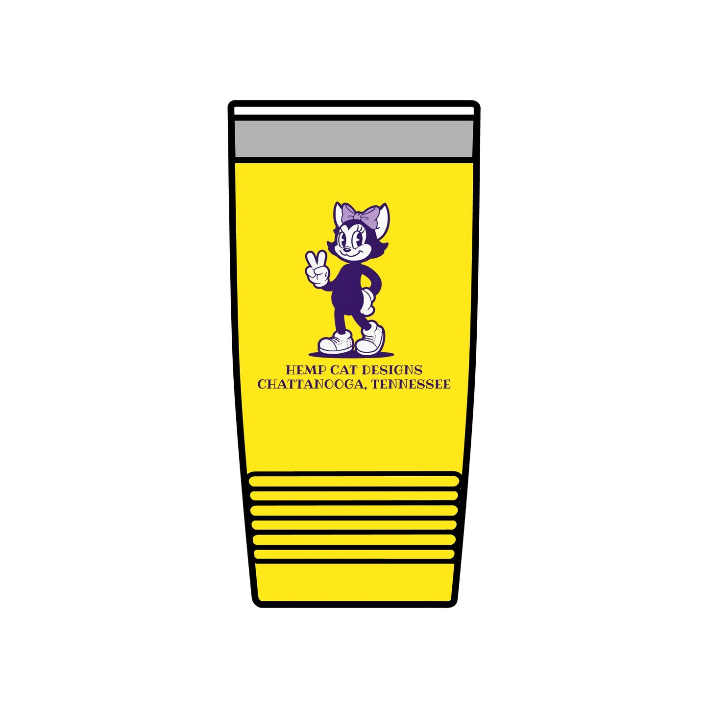 20oz Insulated Tumbler — Vintage Purple Mrs. Hemp Cat "Throwin' a Peace sign" (Chattanooga, TN)