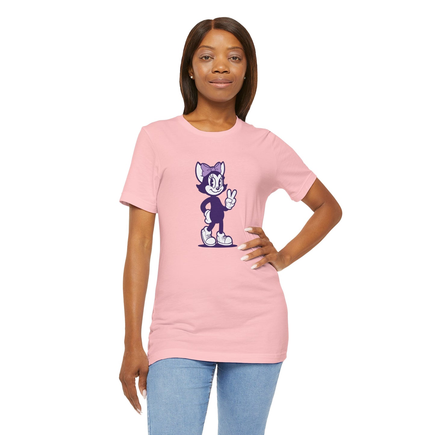 Peaceful Vibes Unisex Tee - Mrs Hemp Cat Throwin' A Peace Sign