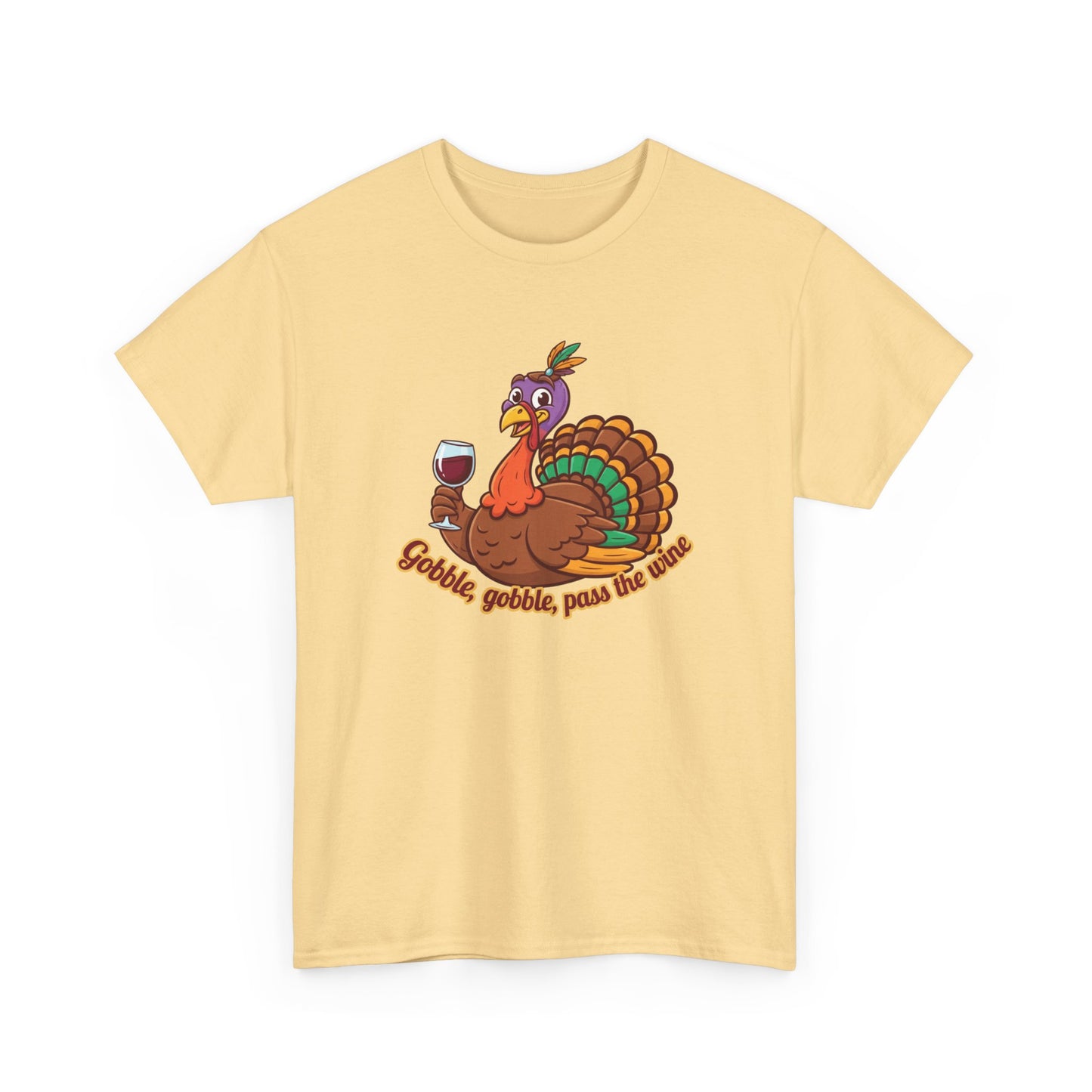 Gobble Gobble Pass the Wine Unisex Cotton Tee | Thanksgiving Shirt, Fall Apparel, Cute Turkey Tee, Holiday Gift, Family Gathering Top