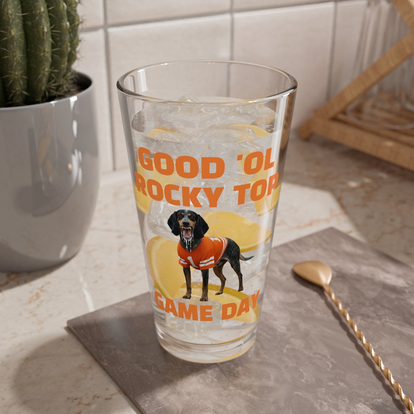 Game Day Mixing Glass – "Good 'Ol Rocky Top" RABID SMOKEY Design (16oz) TENNESSEE VOLS