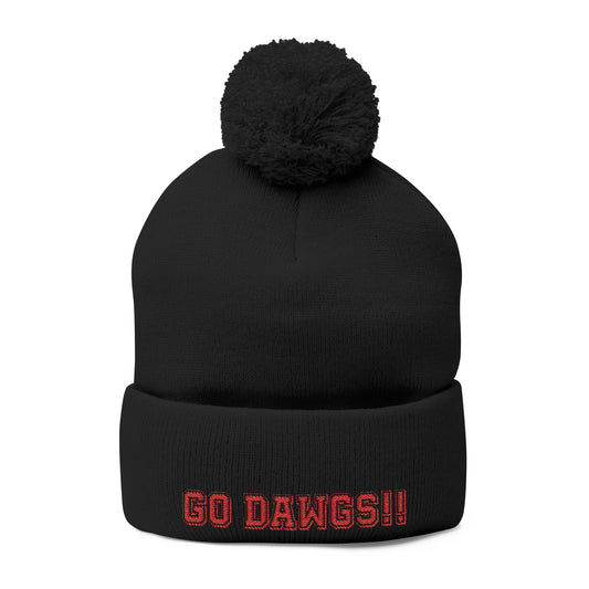 GO DAWGS!! Pom-Pom Knit Cap (Embroidery)