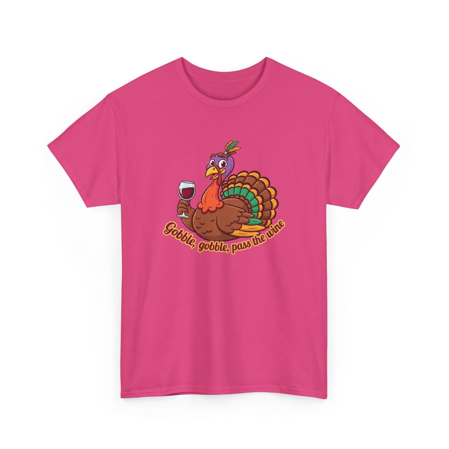 Gobble Gobble Pass the Wine Unisex Cotton Tee | Thanksgiving Shirt, Fall Apparel, Cute Turkey Tee, Holiday Gift, Family Gathering Top