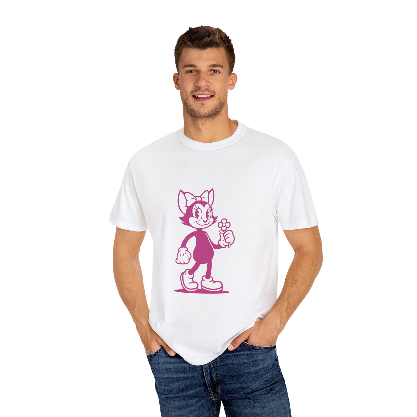Mrs. Hemp Cat Holding A Flower Whimsical Graphic Tee for Cat Lovers, Cute Pet T-shirt, Floral Cat Art, Gift for Her, Animal Lover Shirt