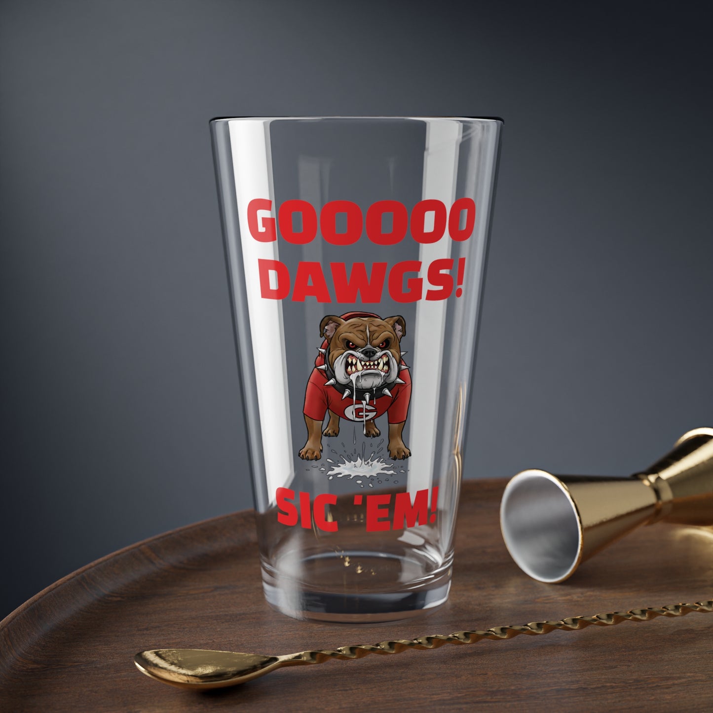 "Gooooo Dawgs! Sic 'Em!" Bulldog Fan Pint - Mixing Glass