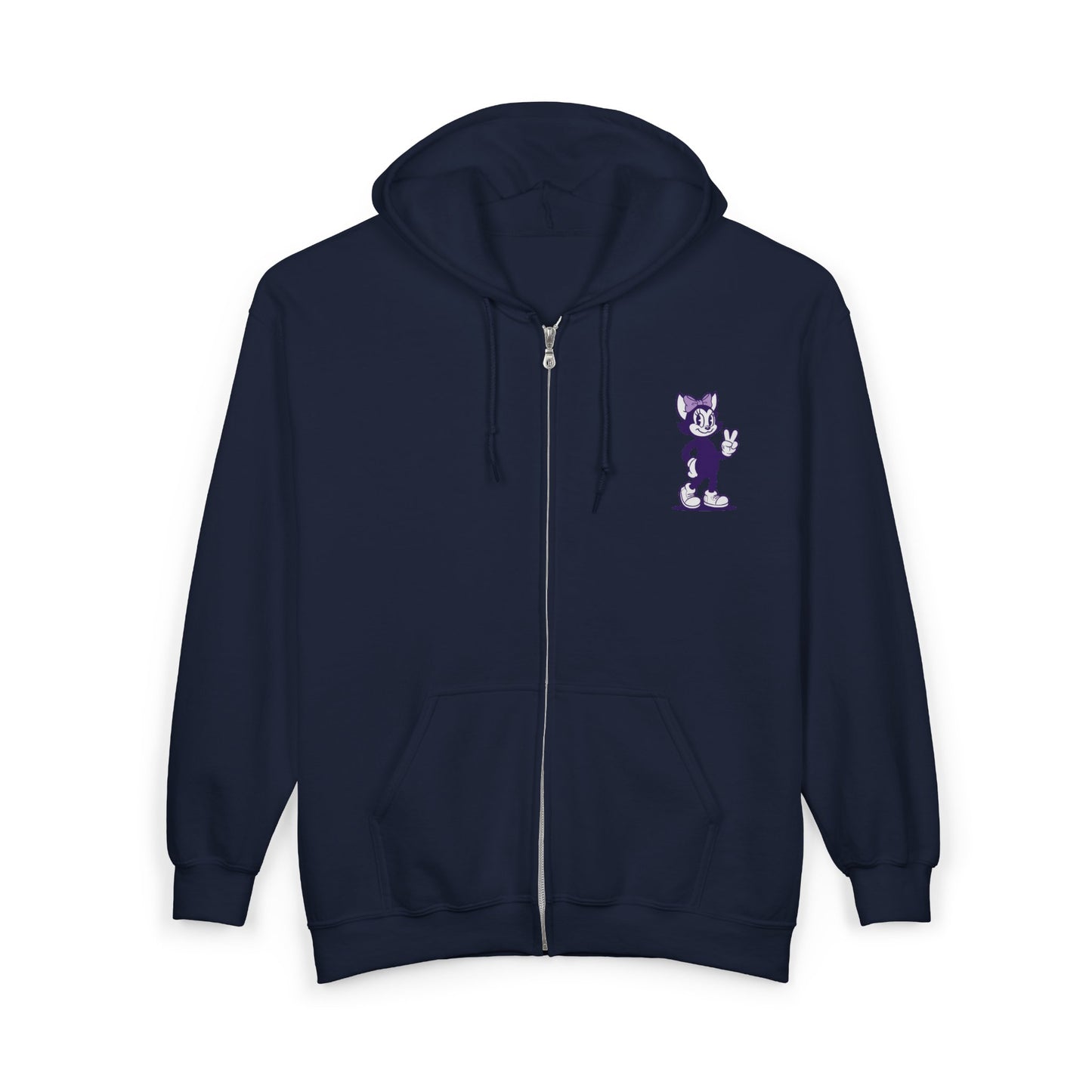 Mrs Hemp Cat Throwin' a Peace Sign Retro Full‑Zip Hoodie