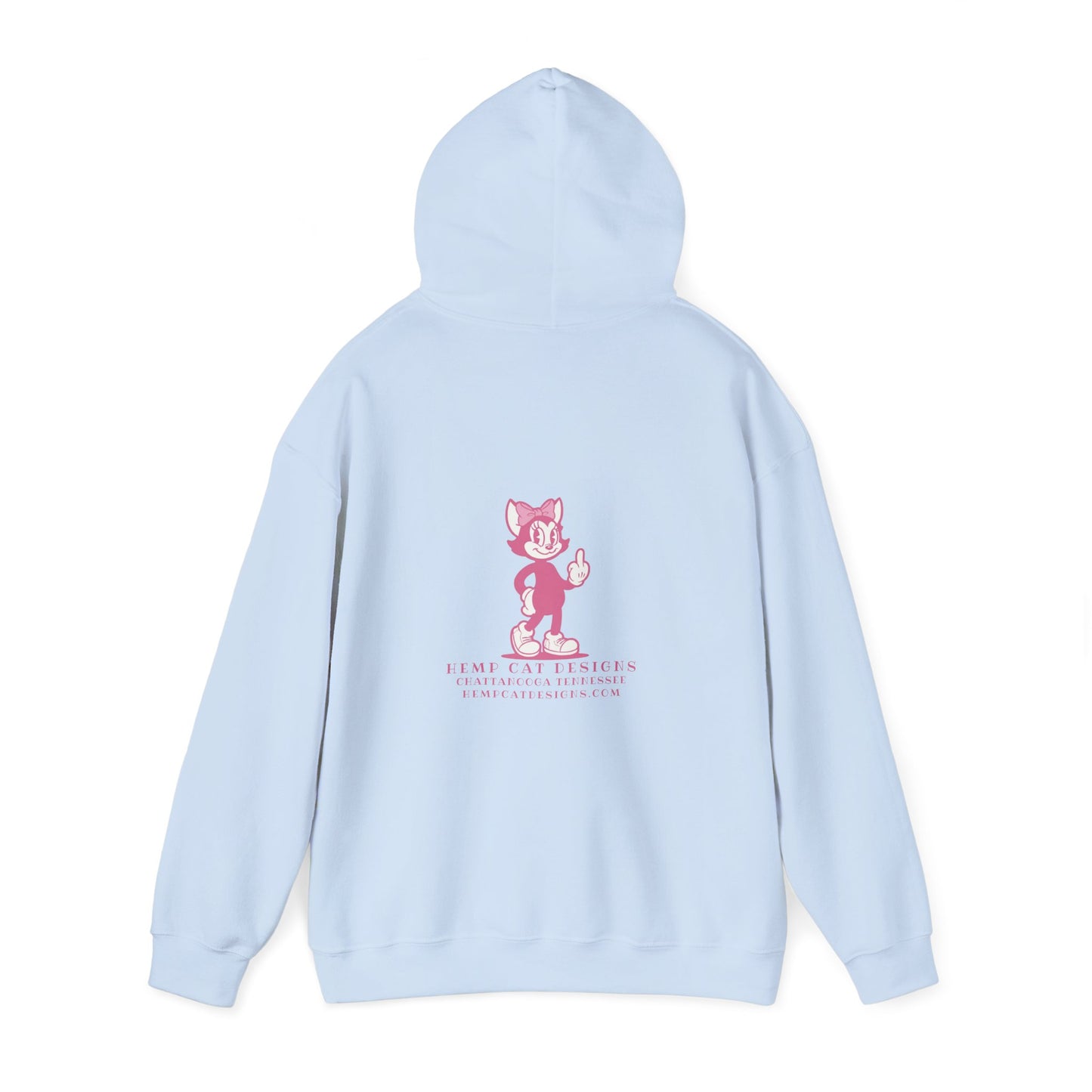 Middle Finger Retro Pink Cat Hoodie — Whimsical Cartoon Cat Sweatshirt