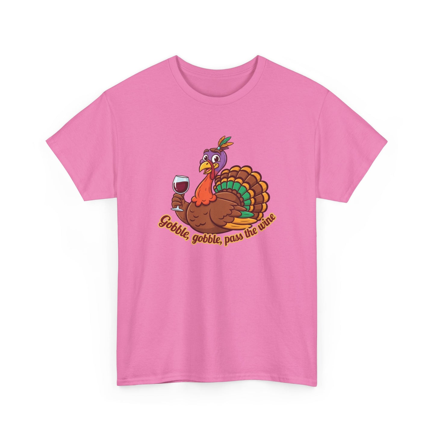 Gobble Gobble Pass the Wine Unisex Cotton Tee | Thanksgiving Shirt, Fall Apparel, Cute Turkey Tee, Holiday Gift, Family Gathering Top